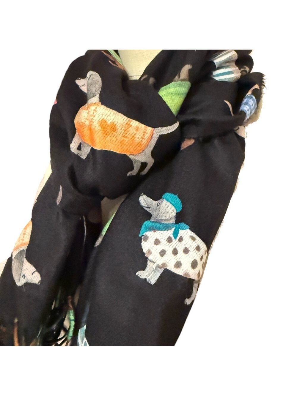 Dachshund Print Scarf Cashmere Feel Multiple Colors NWT - Picture 9 of 10